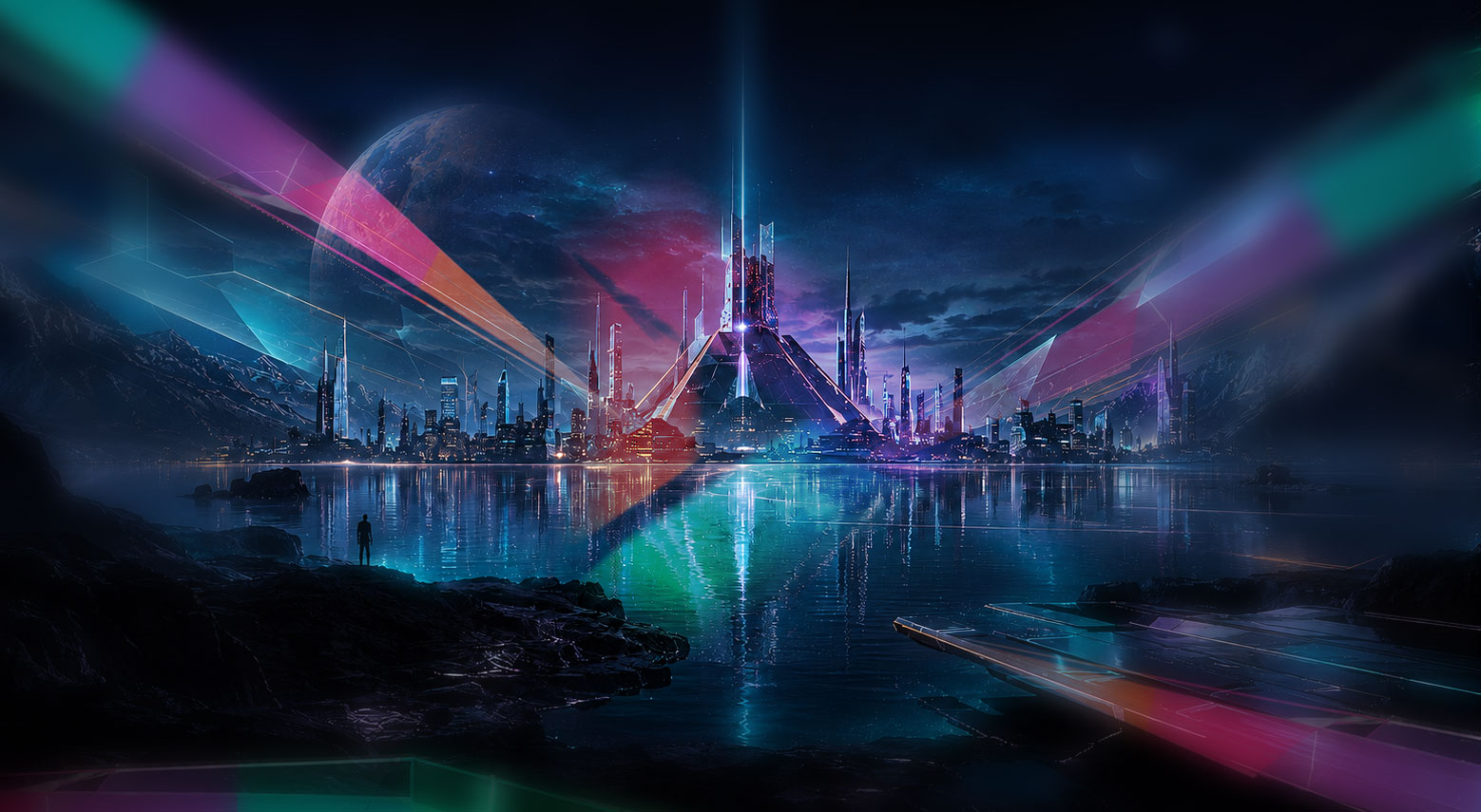 Futuristic connected city representing the Promo Web Digital service ecosystem