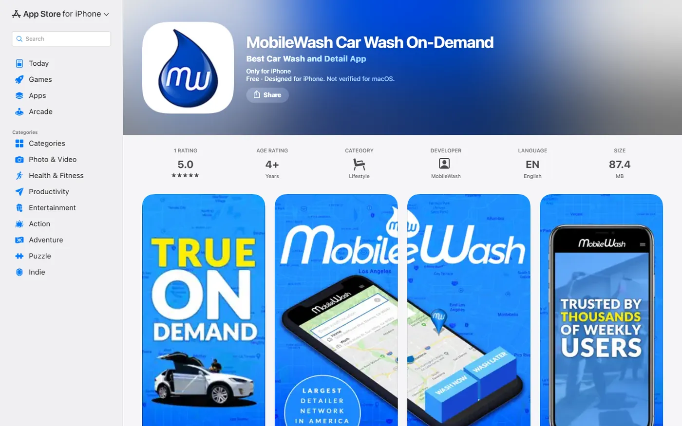 MobileWash website