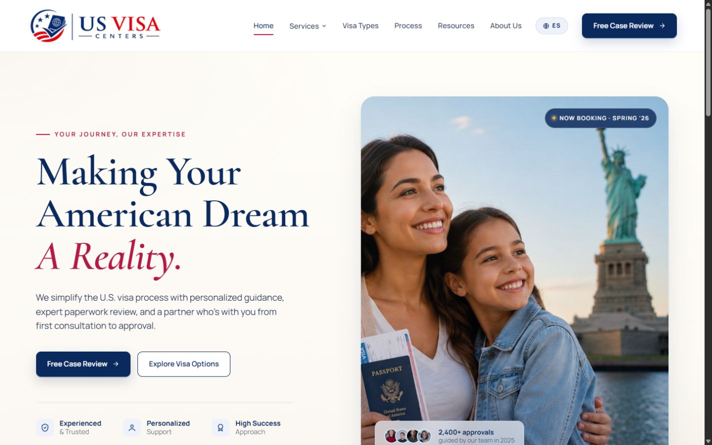Sitio de US Visa Centers