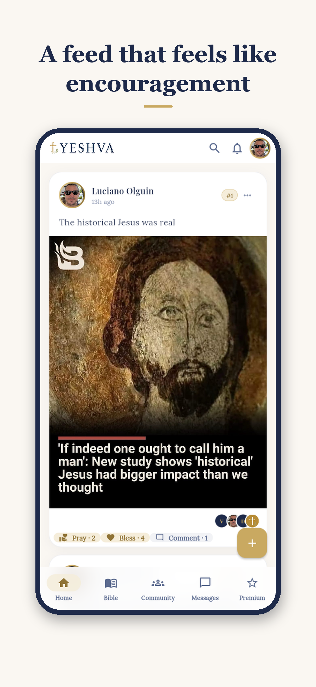 Yeshva Social feed mobile app screen